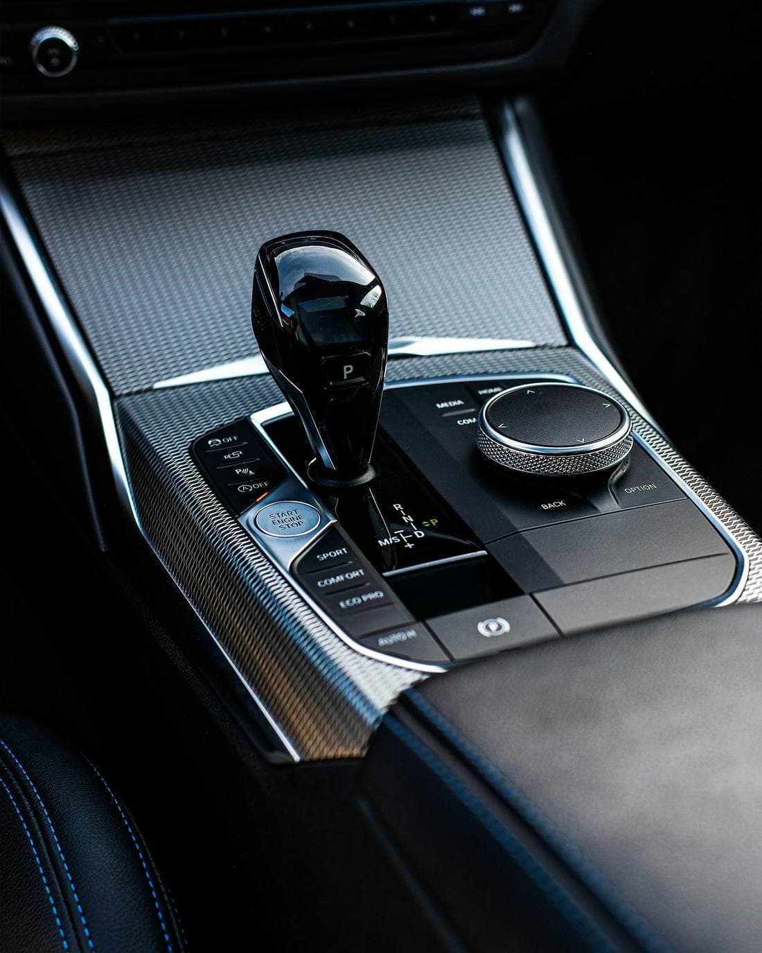 Detailed luxury car interior console